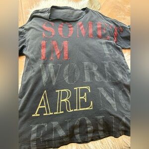 GC All Saints Graphic Text Tee with Red and Yellow Accents SZ L!!
